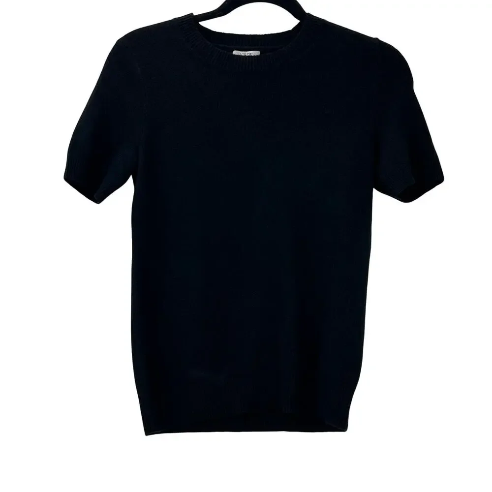 J. Crew Women's Cotton-Blend Knit Crew-Neck Sweater Black Size XXS/XS NWT